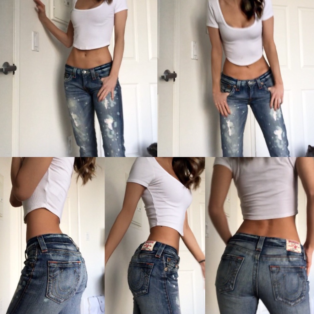 Size 24 True Religion Distressed Girlfriend Jeans